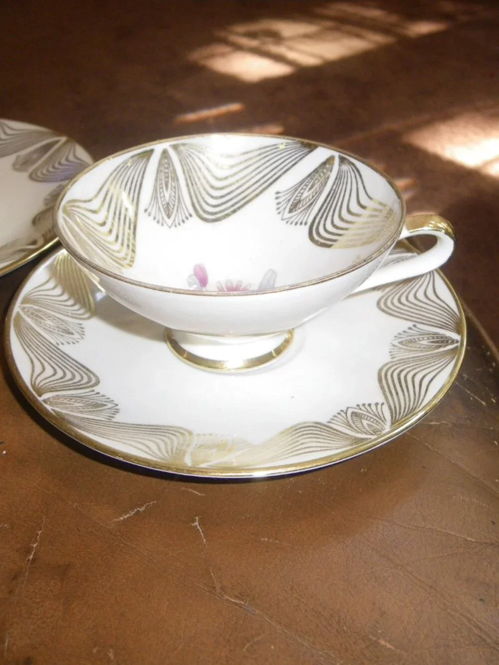 Vintage China Teacup & Saucer Set w/ Plate “Bavaria Elfenbein Porzellan”